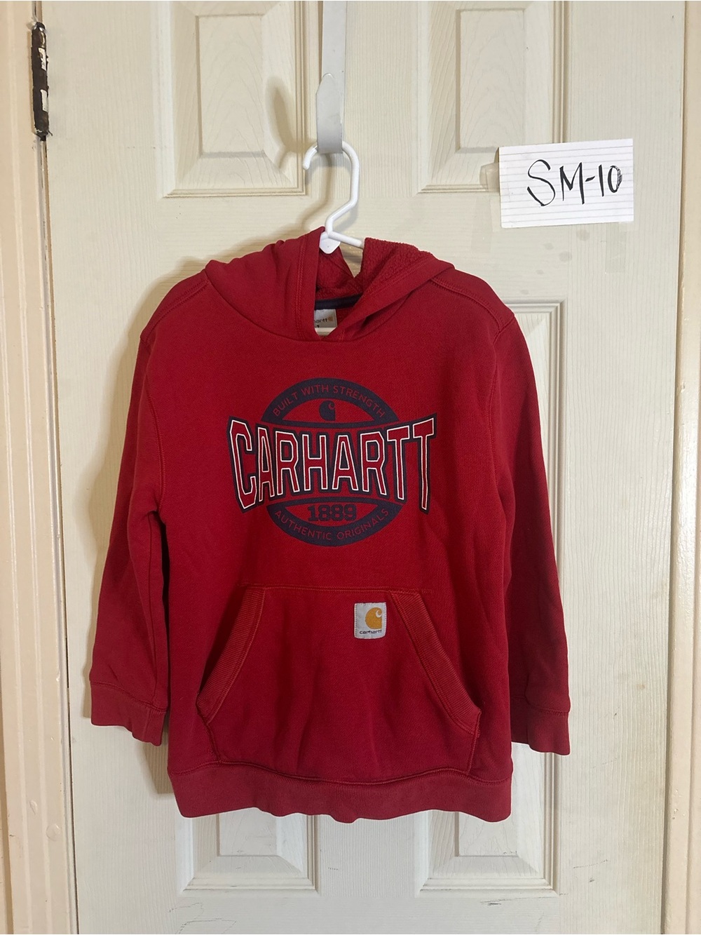 Carhartt Kids Pullover Hoodie in Bright Red with Logo